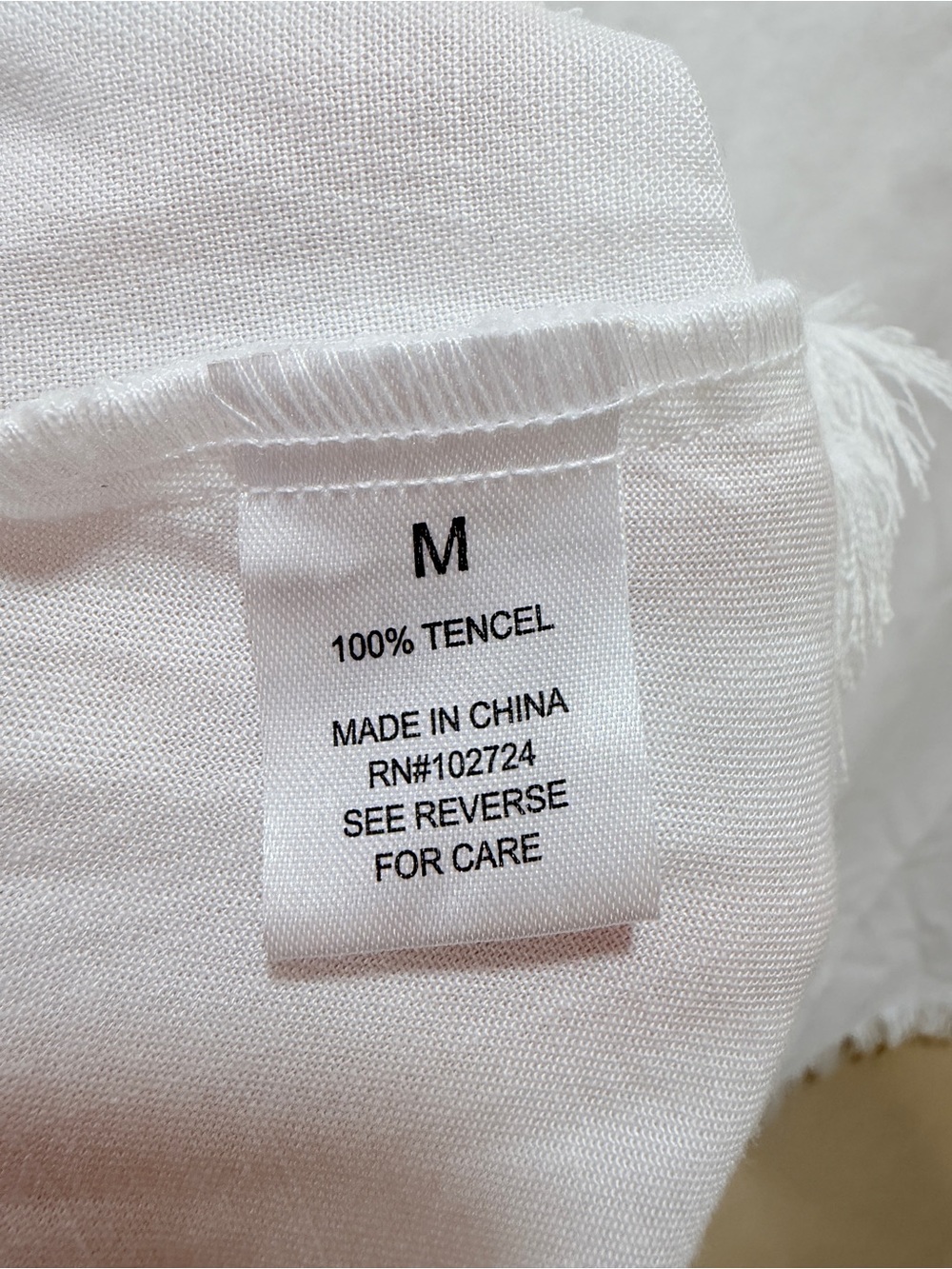 NWT Hester & Orchard 100% Tencel White Frayed Hem Tunic Blouse Medium Coastal Bo - Picture 7 of 7